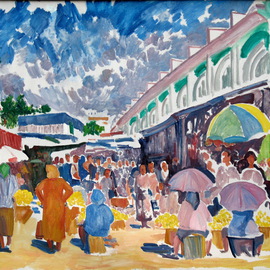 Pavel Tyryshkin Artwork The market, 2008 Oil Painting, Urban