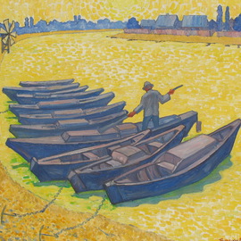 Pavel Tyryshkin: 'The morning fisherman', 2008 Oil Painting, Landscape. Artist Description:  The morning fisherman                       ...