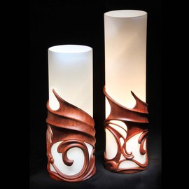 Interior lantern pair carved tropical wood By Pavel Sorokin