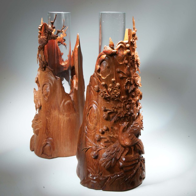 Pavel Sorokin  'Pair Of Decorative Interior Vases Carved Of Wood', created in 2011, Original Other.