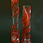 Pair Of Interior Vases Marion Carved Of Rose Wood, Pavel Sorokin