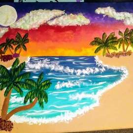 Ceejay Farve: 'tropical', 2021 Acrylic Painting, Beach. Artist Description: I grew up in the outer banks of NC and I just miss the beach...
