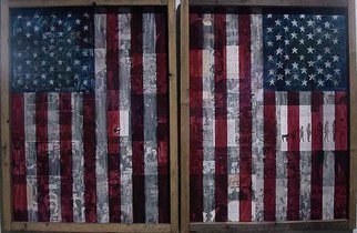 Pedro Martin De Clet: 'A Review of Americas old Glories', 2001 Collage, History.  Mixed- Media collage on plexi- glass X 2 panels. . . ...