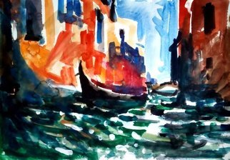 Andrey Klyuiko: 'midday sun', 2018 Paper, Impressionism. Sleepy midday in Venice. ...