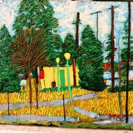 Dimitra Koula: 'park with trees', 2017 Oil Painting, Landscape. Artist Description: part of a small park in a near Village...