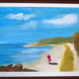 James Emerson: 'A Beach Walk', 2009 Oil Painting, Beach. Artist Description:  Walk the beach in the sunshine of summer in Maine           ...