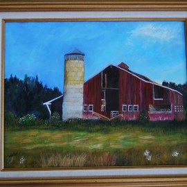 James Emerson: 'Old Farm with Red Barn', 2009 Oil Painting, Americana. Artist Description:  American farm, dilapidated with silo and red barn        ...
