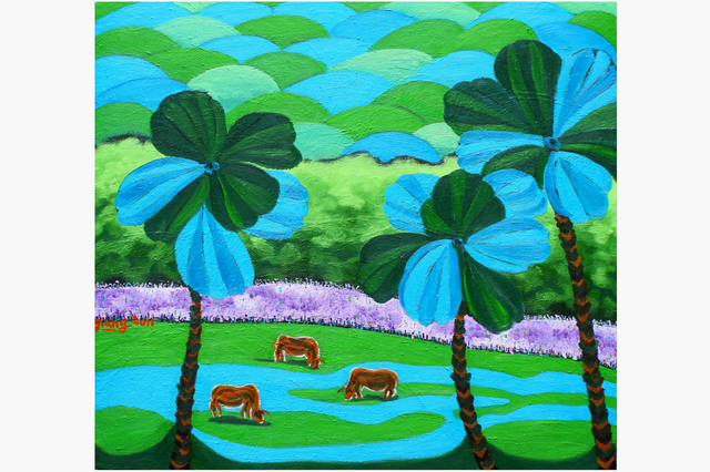Pham Kien Giang  'Her Homeland In The Midland', created in 2011, Original Painting Oil.