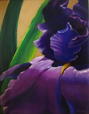 Pat Heydlauff: 'Purple Velvet Iris', 2011 Acrylic Painting, Still Life.   The purple iris is regal in its royal spring attire at the Wichita Botanic Gardens. You want to just reach out and touch one.   ...