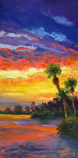 Artist Pat Heydlauff. 'Sunset Afterglow' Artwork Image, Created in 2011, Original Painting Acrylic. #art #artist
