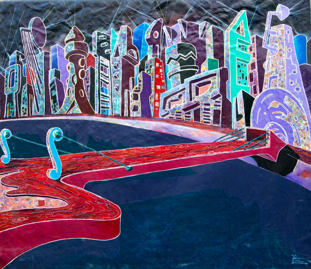 Artist Philippe Jourdain. 'Abstract Song Ville' Artwork Image, Created in 1996, Original Mixed Media. #art #artist