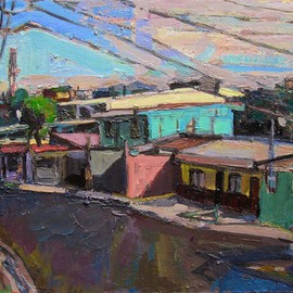 Philip Hale: 'Bajo Piuses Buildings 1', 2011 Oil Painting, Landscape. Artist Description:          contemporary painting/ post- abstract figuration/ representational/ art / landscape        ...