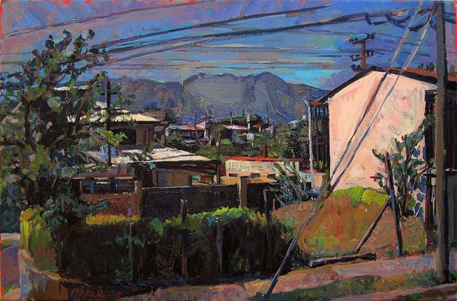 Philip Hale  'Buildings With Mountain 1', created in 2011, Original Pastel.