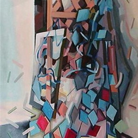 Phillip Flockhart: 'and so was picasso', 1997 Acrylic Painting, Gestalt. Artist Description: Influenced by Cubism a further exploration of disseminating the picture plane . . .  looking through and beyond...
