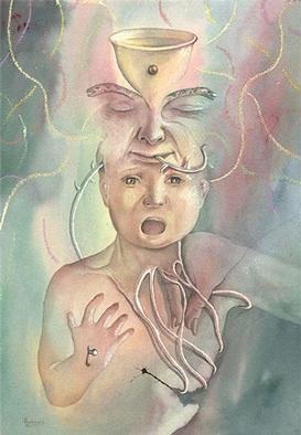 Artist Philip Hallawell. 'The Babe Is A Boy' Artwork Image, Created in 1999, Original Illustration. #art #artist