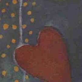 Red Heart Small Tree Drawing On Pastel Paper By Marilyn Nosewicz