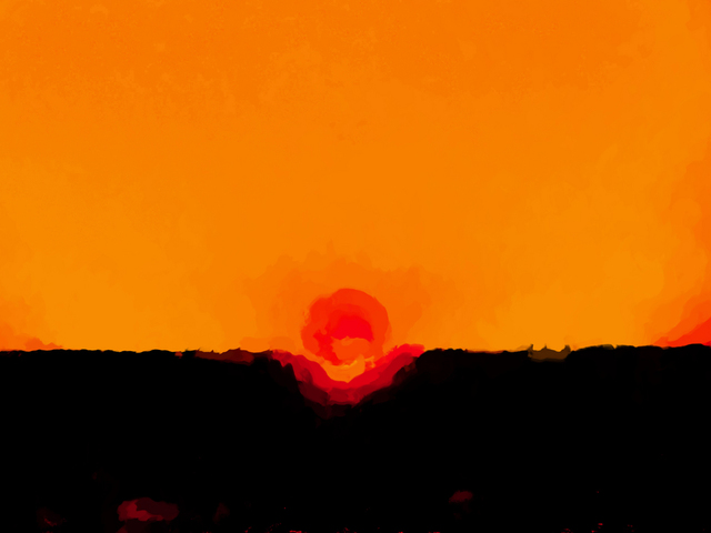 Artist C. A. Hoffman. 'Orange Sky Delight' Artwork Image, Created in 2009, Original Drawing Pencil. #art #artist