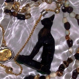 C. A. Hoffman: 'Wormhole Treasure Found', 2008 Color Photograph, Abstract Figurative. Artist Description:  Part of my Wormhole Series, this is a digitally manipulated photo showing the goddess Bastet found with some of her buried treasures. ...