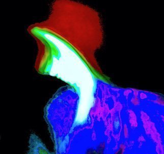 C. A. Hoffman: 'red felt hat', 2021 Color Photograph, Abstract. This is an original color photo that has been digitally enhanced to create an entirely new and exciting piece of art. ...