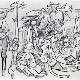 Pia Distefano: 'Fate Hooks', 2010 Pencil Drawing, Abstract Figurative. Artist Description:         Copyright 2010 PiA DiStefano        ...
