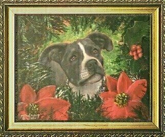 Michael Pickett: 'Christmas Puppy', 2010 Acrylic Painting, Dogs. Artist Description:   You can learn how to paint this painting yourself. Go to www. pickettonline. com and click on Enter, then click on the YouTube link. Thank You. ...