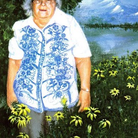 Michael Pickett: 'Grandma', 1993 Acrylic Painting, Family. 