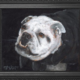 Michael Pickett: 'Izzabelle The Lady Vampire', 2013 Acrylic Painting, Dogs. Artist Description:   You can learn how to paint Izzabelle. She is an English Bull Dog. Go to pickettonline. com, click on ENTER, and on the top left corner click on the You- Tube link.  ...