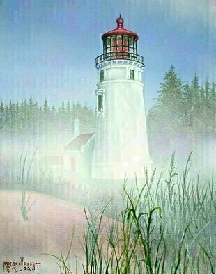 Michael Pickett: 'Oregon Lighthouse', 2008 Acrylic Painting, Beach. 