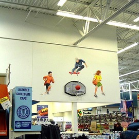 Michael Pickett: 'Sports Kids', 2001 Acrylic Painting, People. Artist Description:  This mural was commissioned by the west 11th Wal- Mart in Eugene, Oregon.Note: This is before they expanded to a super center. The mural no longer exist.  ...