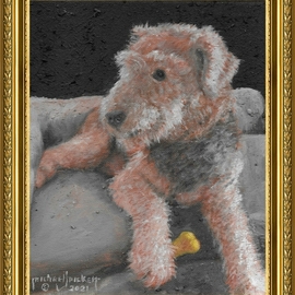 Michael Pickett: 'in memory of sadie lady', 2021 Acrylic Painting, Animals. Artist Description: This is a commission  crematorium Painting of a beloved pet. .Her ashes were mixed into the acrylic paint to create a family heirloom ...
