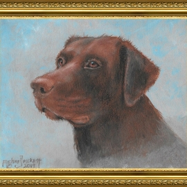 Michael Pickett: 'lee loo', 2019 Acrylic Painting, Landscape. Artist Description: Lee Loo is a Chocolate Lab. . Learn how to paint this painting at pickettonline. com...
