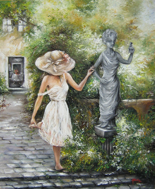 Artist Nagy Alida. 'Alley Garden' Artwork Image, Created in 2013, Original Painting Oil. #art #artist