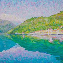 Vlad Paduraru: 'Landscape Barcis S1  5', 2017 Oil Painting, Landscape. Artist Description: landscape, lake, barcis , italy, colors, light...