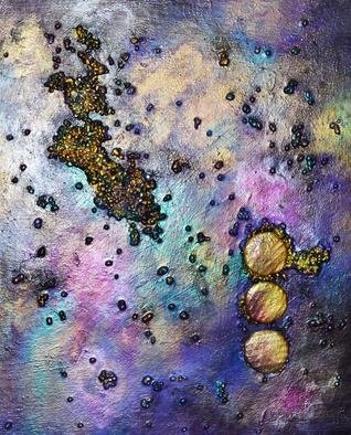 Katharina Eltringham: 'Three Wishes', 2013 Mixed Media, Abstract.           Acrylic on canvas with mixed mediums to add both visual and tactile texture and interest. Bold, iridescent colors with a faint sparkle to catch your eye as you move by. Ready to hang, sealed to keep artwork beautiful.                    ...