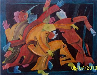 Jorge De La Fuente: 'DESTIEMPO', 1991 Mixed Media, Surrealism.   Figures in movement in a dancing manner.      ...