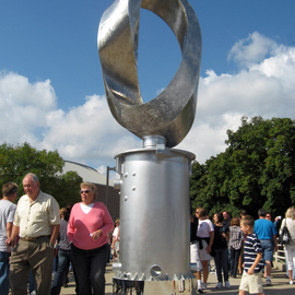 Plamen Yordanov: 'INFINITY', 2009 Bronze Sculpture, Abstract. Artist Description:    INFINITY ( Double Mobius Strip) - welded stainless steel, acrylic mirrors, lenses  