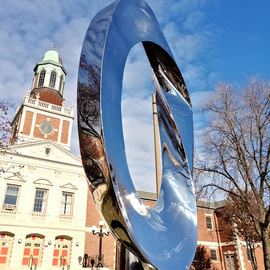 Plamen Yordanov: 'INFINITY', 2019 Steel Sculpture, Abstract. Artist Description:  Infinity tribute to Brancusi, view as installed at the Austin Town Hall Park Cultural Center, Chicago, 2019 - 2020mirror polished stainless steel, 8 ft height...