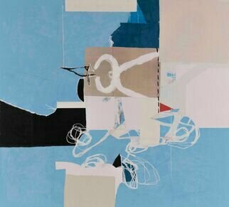 Silvia Poloto: 'blue wabi sabi', 2022 Paper, Abstract. Fine Art, Minimalism, Expressionism, Abstract, San Francisco Artist, painting, white, muted color, bold, simple, modern, contemporary...