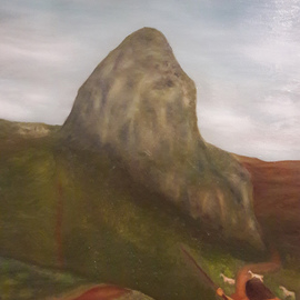 Pompeyo Curbelo Martin: 'hautacuperche', 2020 Oil Painting, Landscape. Artist Description: History of the Island of La Gomera. Heroe canario, S. XV. ...