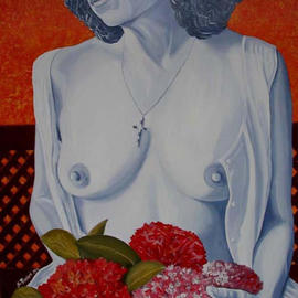 Stefano Possieri: 'mazzo di fiori', 2002 Acrylic Painting, nudes. 