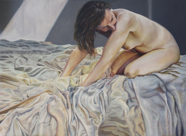 Paul Kenens  '67 Bjork Kneels', created in 2020, Original Painting Oil.