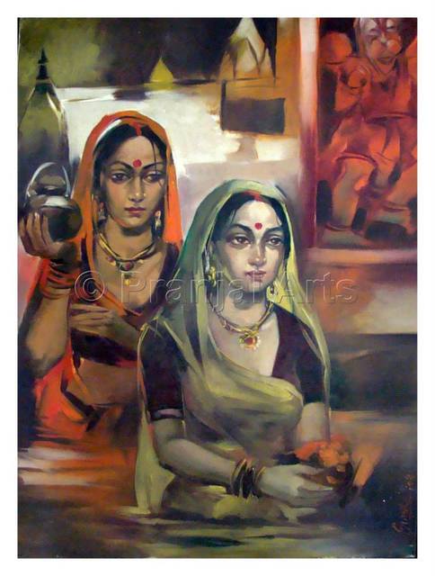 Pranjal Arts  'Working Women', created in 2019, Original Painting Acrylic.