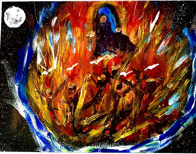 Mary Schwartz  'Fires Of Purgatory', created in 2021, Original Painting Acrylic.