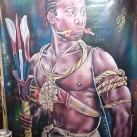 Francis Blankson: 'great worrior', 2017 Acrylic Painting, Ethnic. Artist Description: Great warriors of various societies appears very courageous. ...