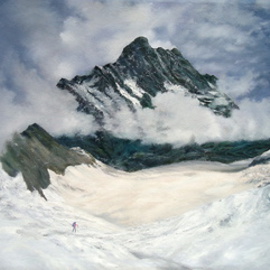 Priyadarshi Gautam: 'THE MOUNTAINEER', 2013 Oil Painting, Landscape. Artist Description:        nature, mountains, trees , para- glider, clouds , landscapes       ...