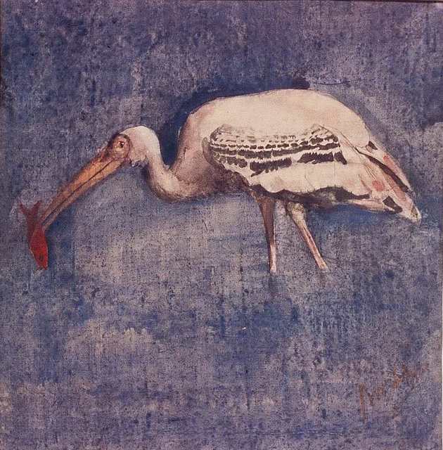 Prodip Kumar Sengupta  'Painted Stork', created in 2009, Original Watercolor.