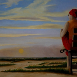 Peter Seminck: 'Misty Sunrise', 2015 Oil Painting, People. Artist Description: peoplegirlwomanrealismsunrise ...