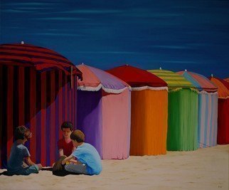 Peter Seminck: 'colores del mundo', 2019 Oil Painting, People. beachchildrensuncolors...