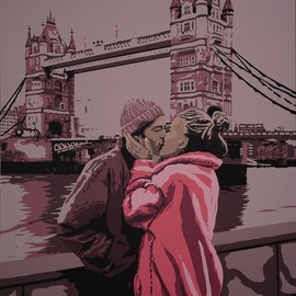 Peter Seminck: 'kiss from a rose', 2020 Acrylic Painting, Love. Artist Description: Paris is not the only city of love . . . ...