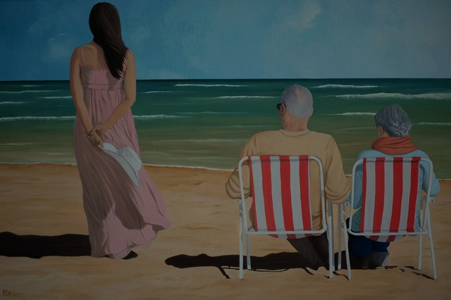 Artist Peter Seminck. 'On The Beach With Mom And Dad' Artwork Image, Created in 2020, Original Painting Acrylic. #art #artist